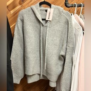 Missguided Rib Knit Boyfriend Hoodie Sweater - Gray